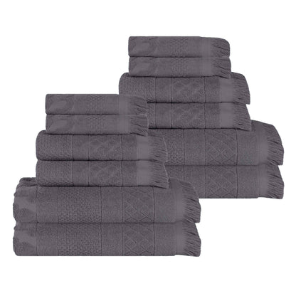 Rolla Cotton Geometric Jacquard Plush Soft Absorbent - Grey