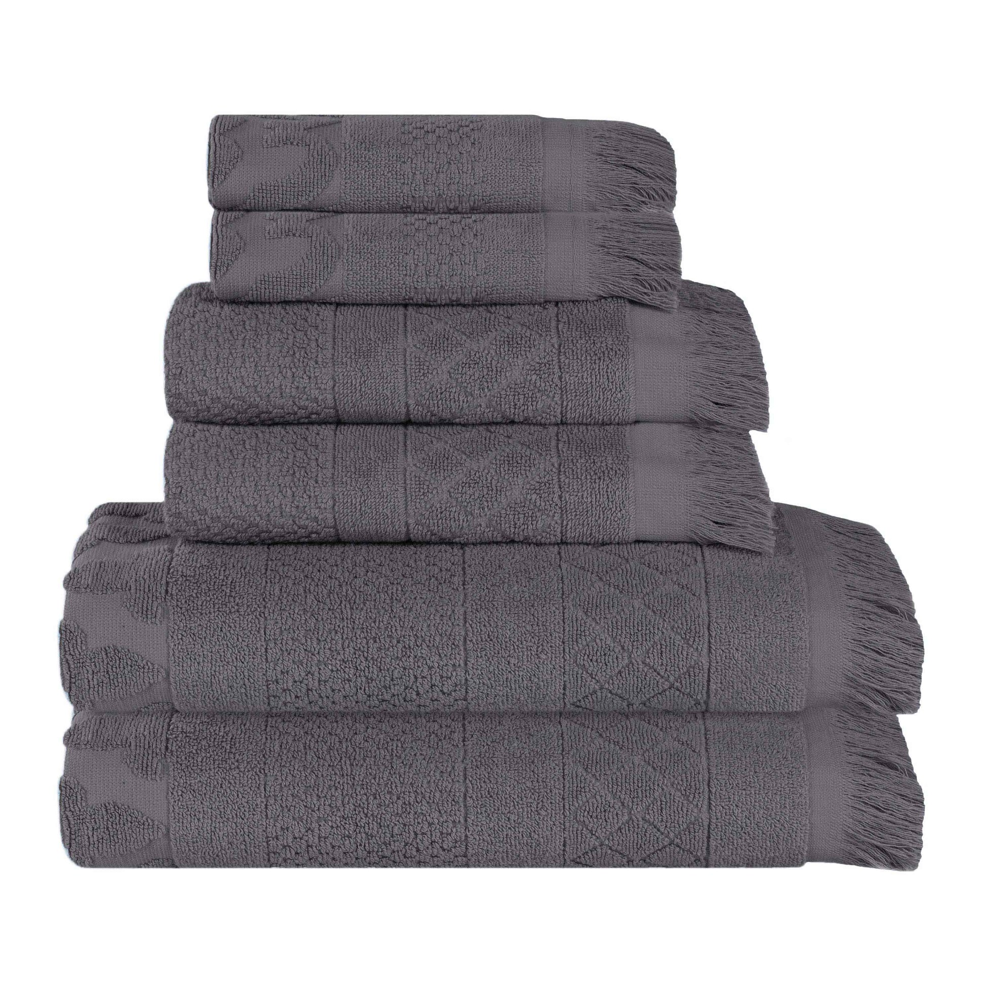 Rolla Cotton Geometric Jacquard Plush Soft Absorbent - Grey