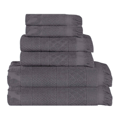 Rolla Cotton Geometric Jacquard Plush Soft Absorbent - Grey