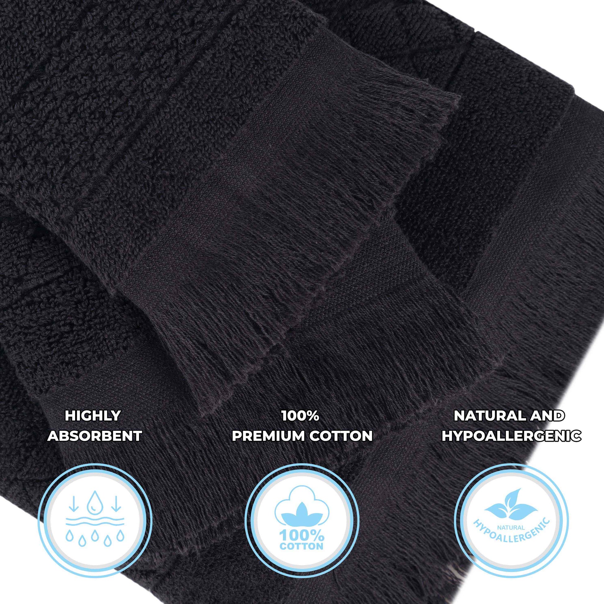 Rolla Cotton Geometric Jacquard Plush Soft Absorbent - Black