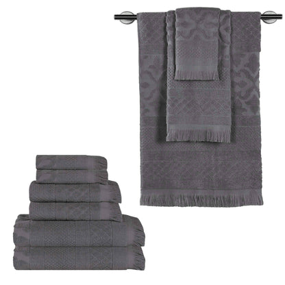 Rolla Cotton Geometric Jacquard Plush Soft Absorbent - Grey