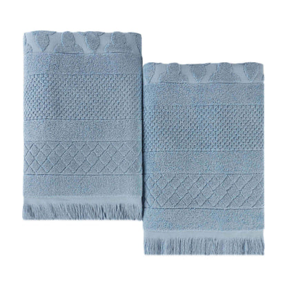 Rolla Cotton Geometric Jacquard Plush Absorbent Bath Sheet - Blue