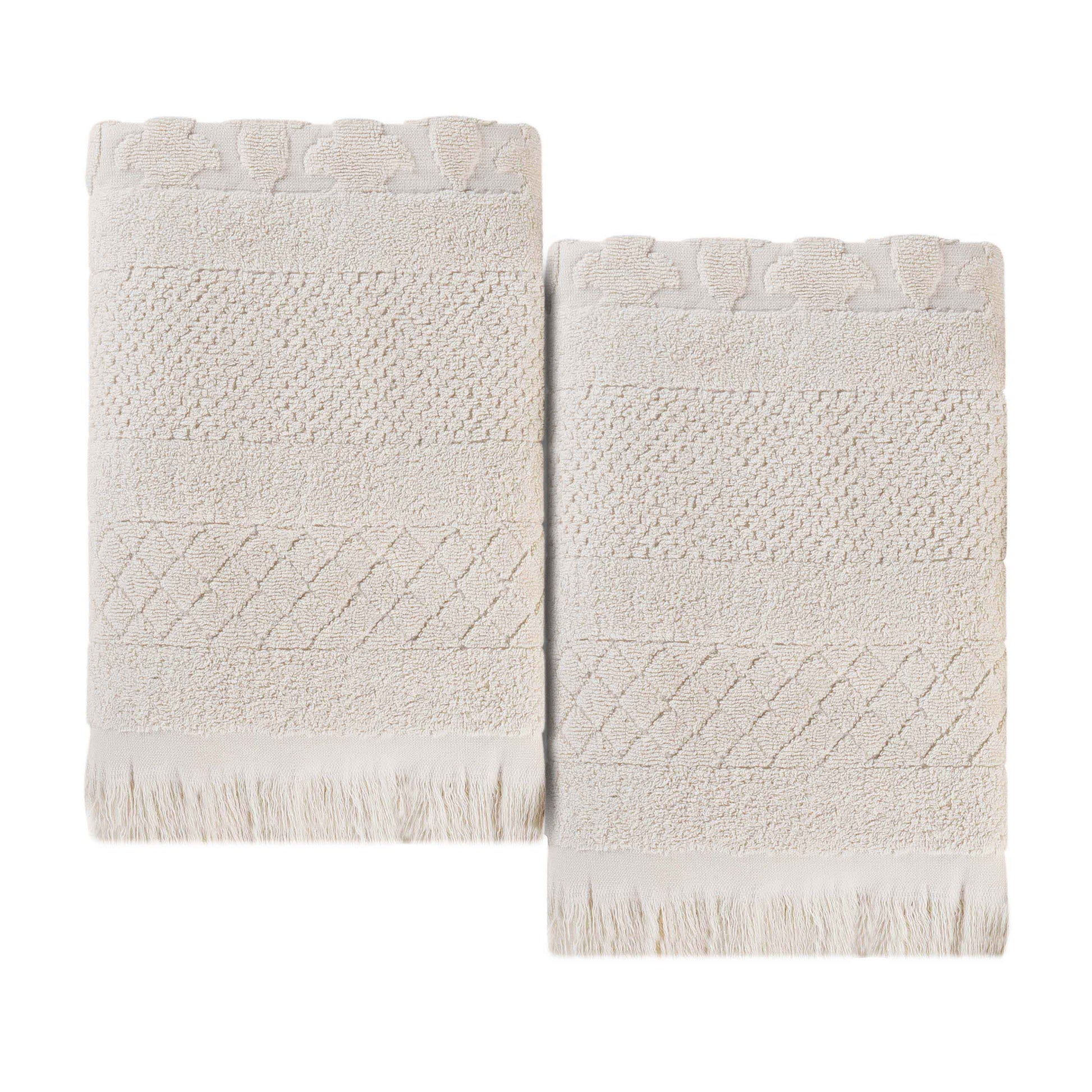 Rolla Cotton Geometric Jacquard Plush Absorbent Bath Sheet - Ivory