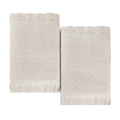 Rolla Cotton Geometric Jacquard Plush Absorbent Bath Sheet - Ivory