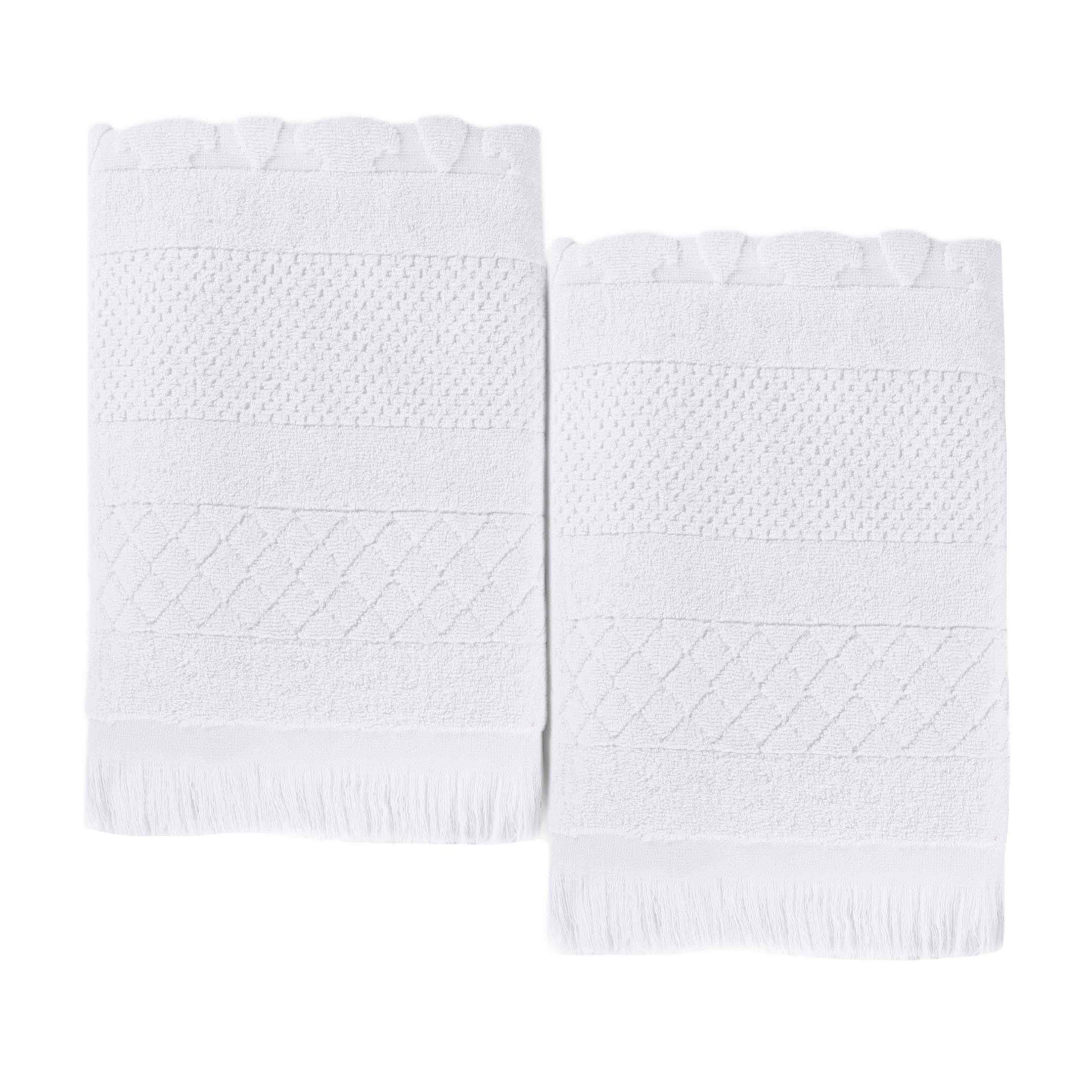 Rolla Cotton Geometric Jacquard Plush Absorbent Bath Sheet - White