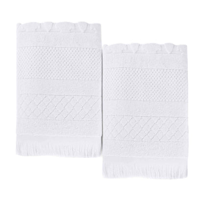 Rolla Cotton Geometric Jacquard Plush Absorbent Bath Sheet - White