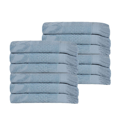 Rolla Cotton Geometric Jacquard Plush Face Towel Washcloth - Blue