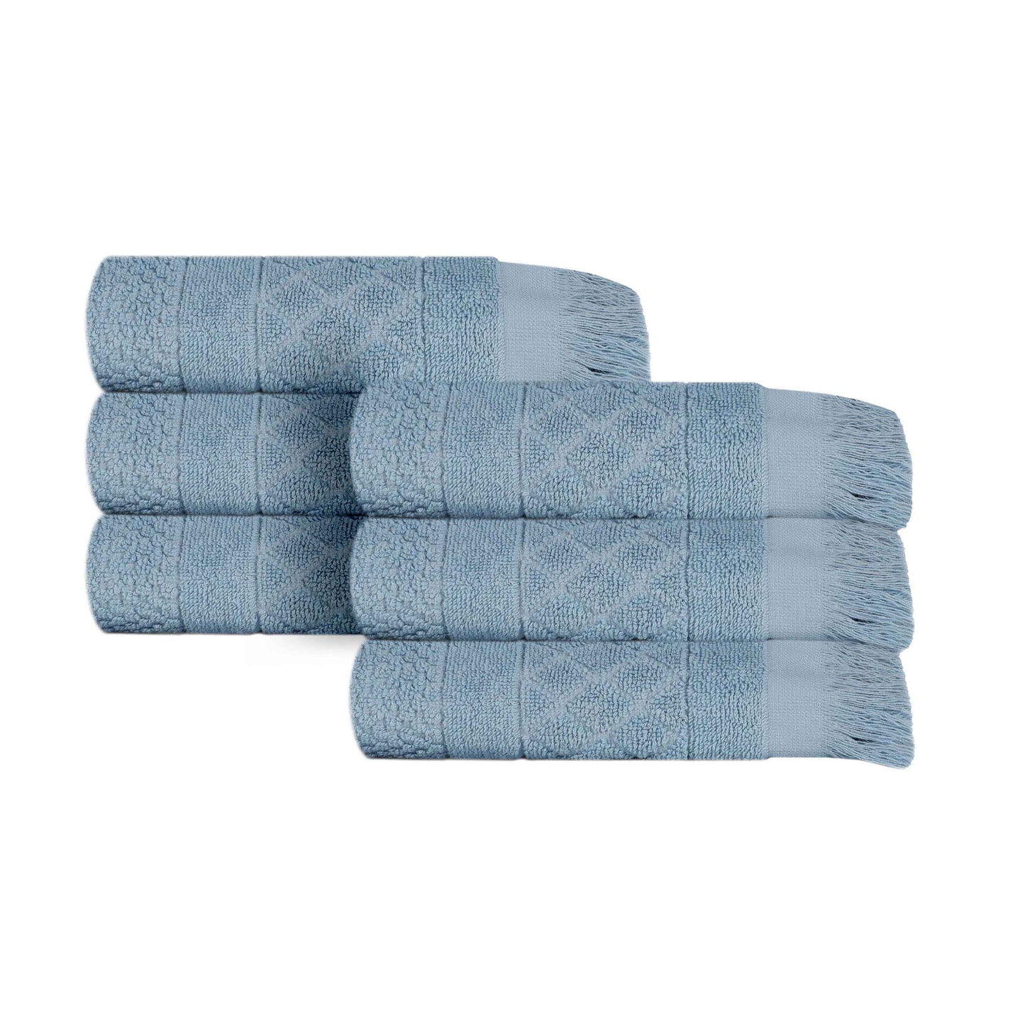 Rolla Cotton Geometric Jacquard Plush Absorbent Hand Towel - Blue