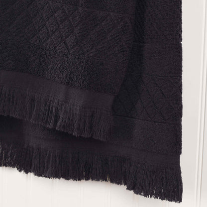 Rolla Cotton Geometric Jacquard Plush Face Towel Washcloth - Black