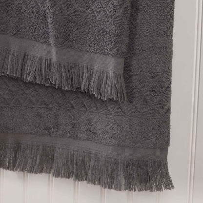 Rolla Cotton Geometric Jacquard Plush Soft Absorbent - Grey