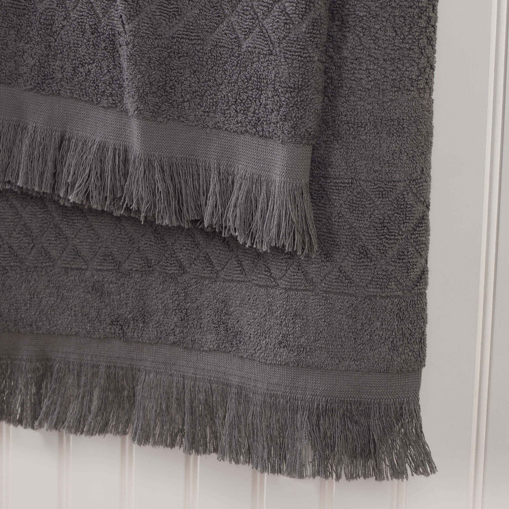 Rolla Cotton Geometric Jacquard Plush Soft Absorbent - Grey