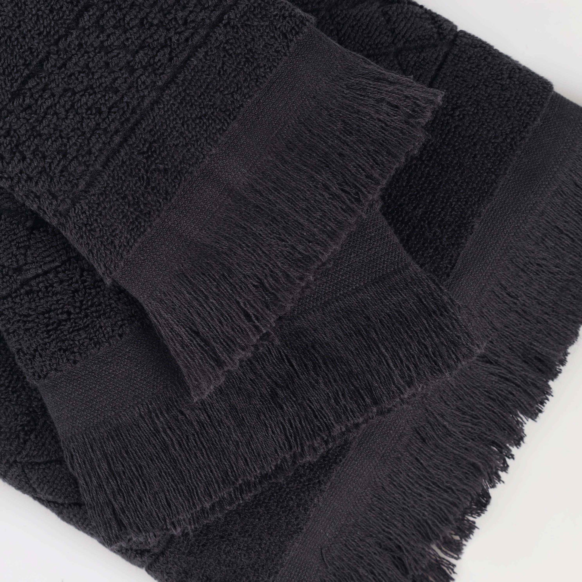 Rolla Cotton Geometric Jacquard Plush Face Towel Washcloth - Black