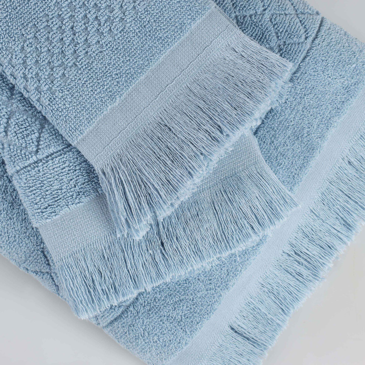 Rolla Cotton Geometric Jacquard Plush Face Towel Washcloth - Blue