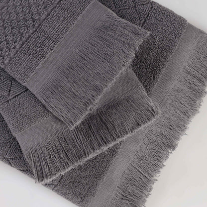 Rolla Cotton Geometric Jacquard Plush Soft Absorbent - Grey