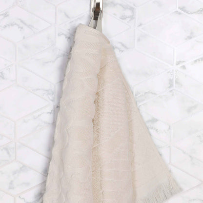 Rolla Cotton Geometric Jacquard Plush Soft Absorbent - Ivory