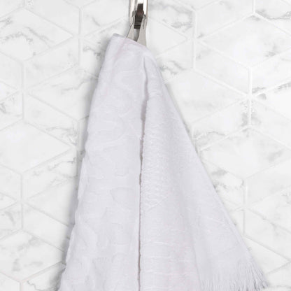 Rolla Cotton Geometric Jacquard Plush Soft Absorbent - White