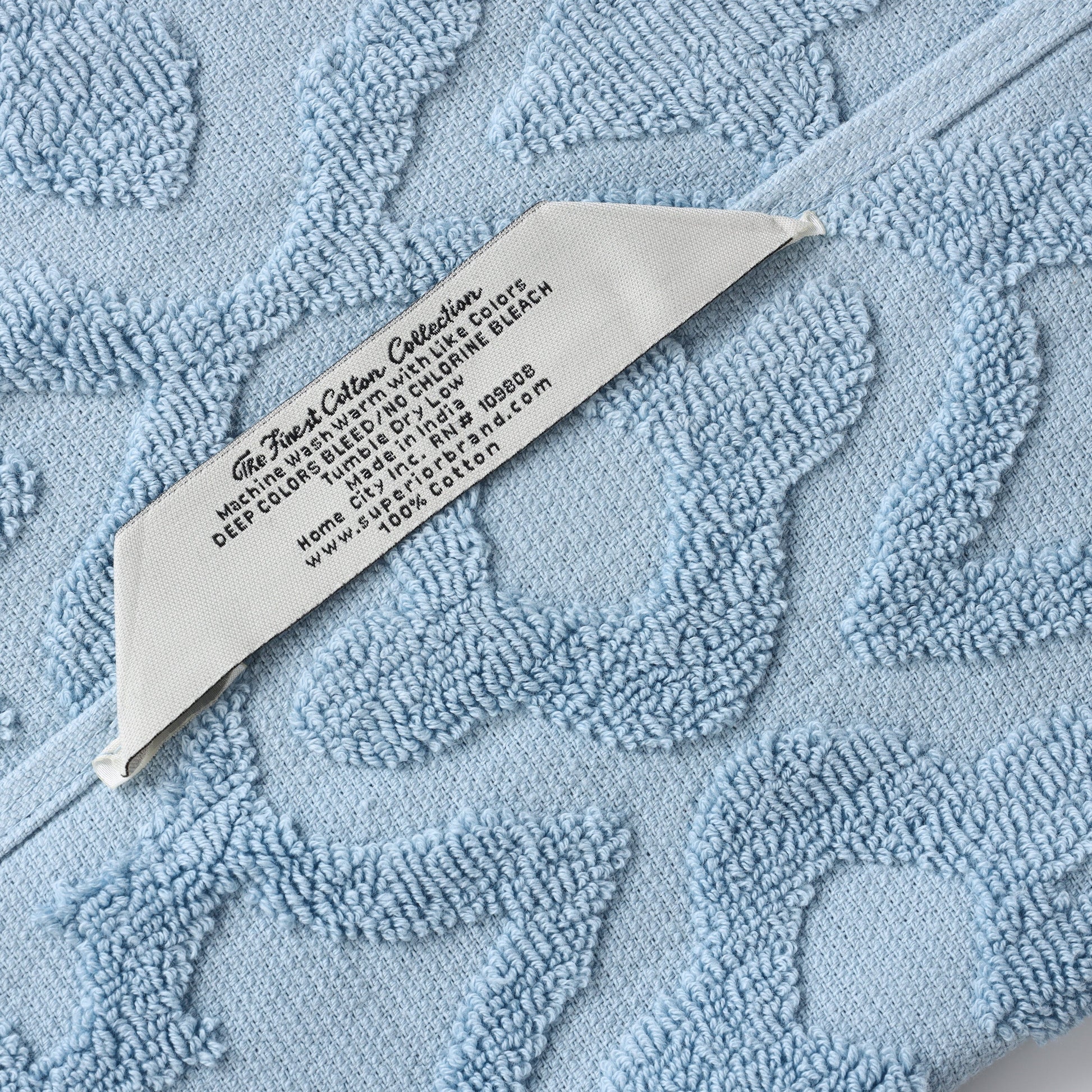 Rolla Cotton Geometric Jacquard Plush Soft Absorbent - Blue