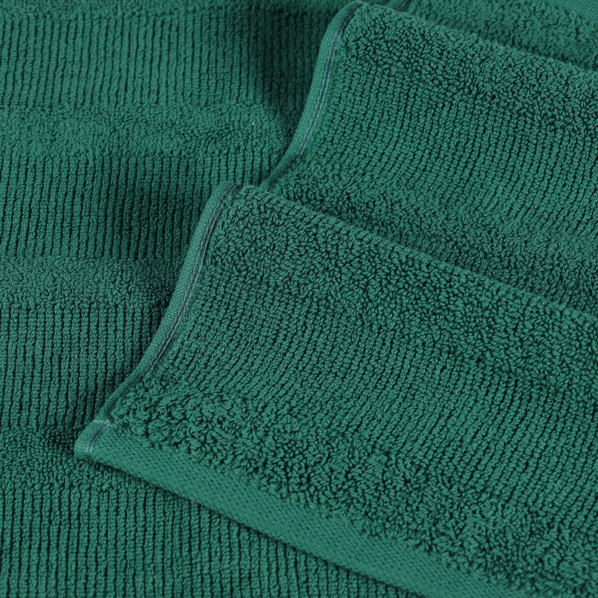 Roma Cotton Ribbed Textured Soft Absorbent 12 Piece Assorted Towel Set - Evergreen