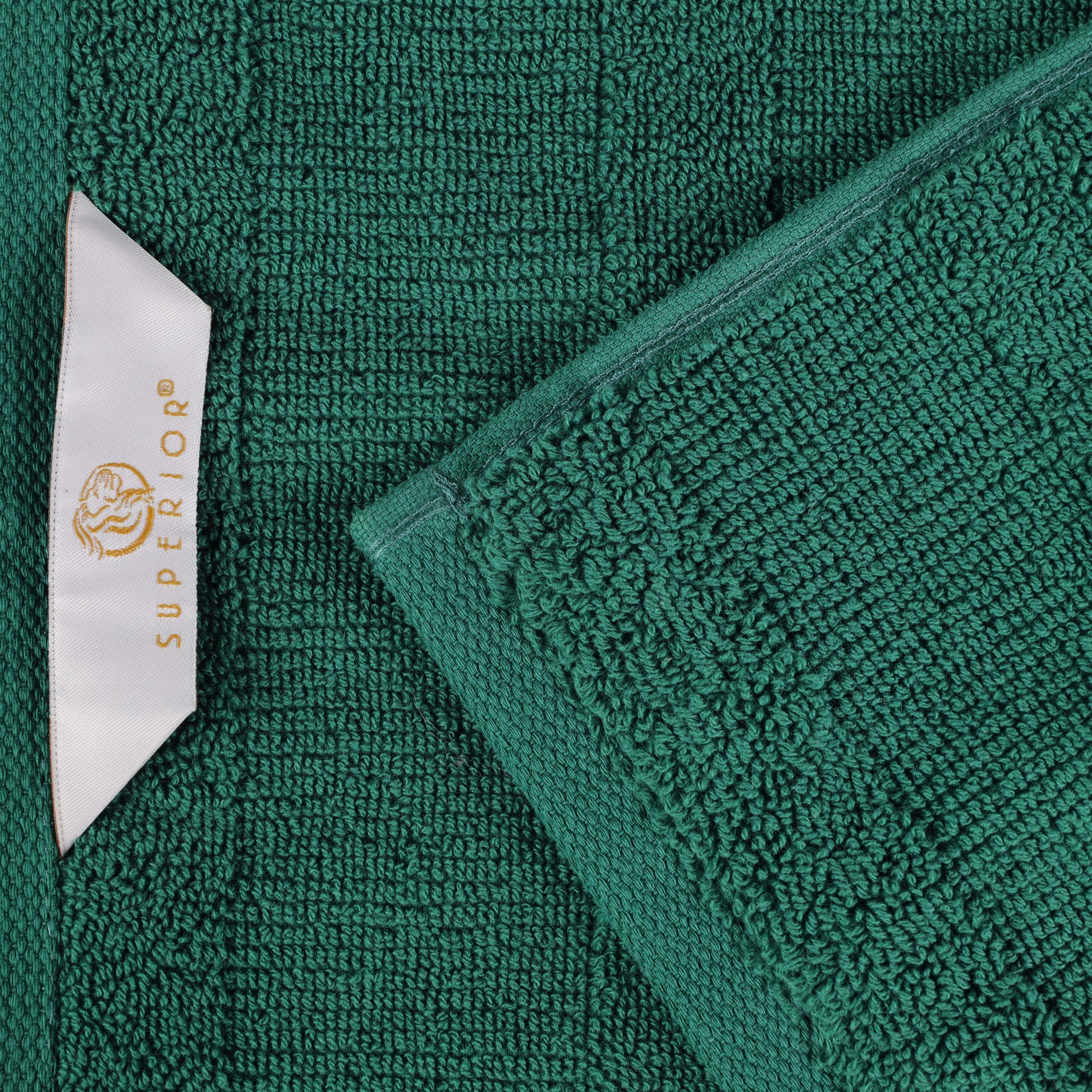 Roma Cotton Ribbed Textured Soft Absorbent 12 Piece Assorted Towel Set - Evergreen