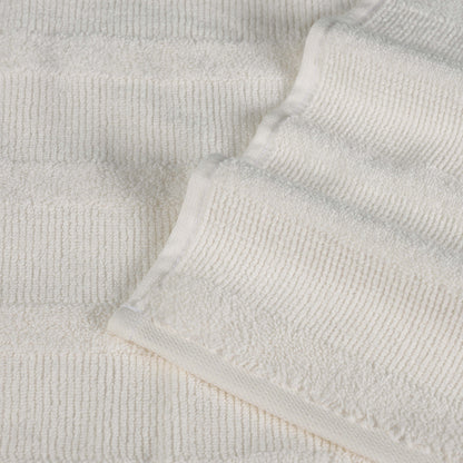 Roma Cotton Ribbed Textured Soft Absorbent 12 Piece Assorted Towel Set - Ivory