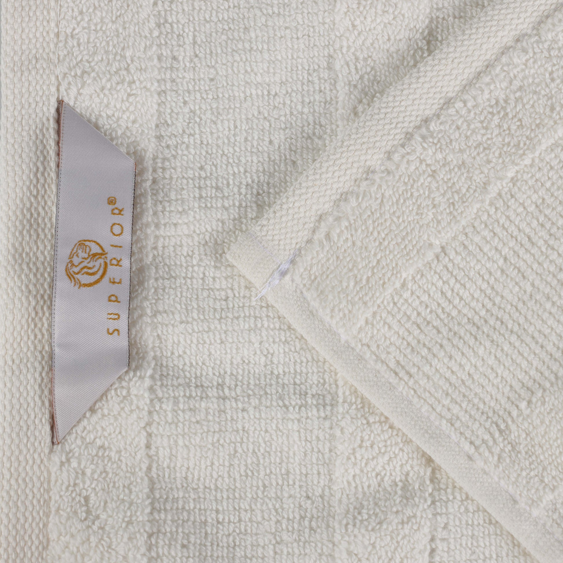 Roma Cotton Ribbed Textured Soft Absorbent 12 Piece Assorted Towel Set - Ivory