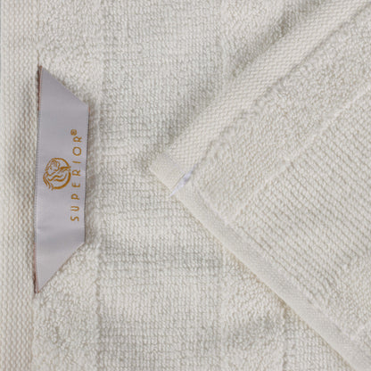 Roma Cotton Ribbed Textured Soft Absorbent 12 Piece Assorted Towel Set - Ivory