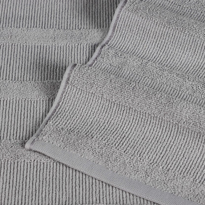 Roma Cotton Ribbed Textured Soft Absorbent 12 Piece Assorted Towel Set - Silver
