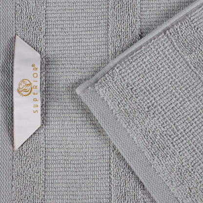 Roma Cotton Ribbed Textured Soft Absorbent 12 Piece Assorted Towel Set - Silver