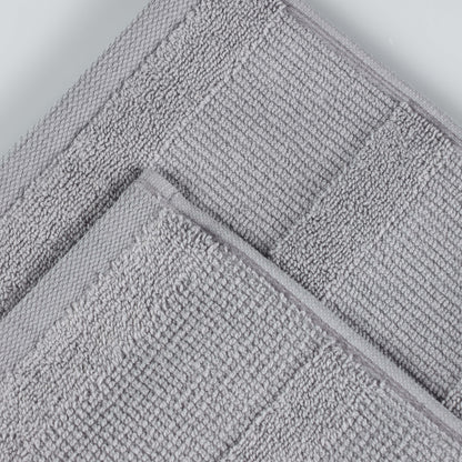 Roma Cotton Ribbed Textured Soft Absorbent 12 Piece Assorted Towel Set - Silver