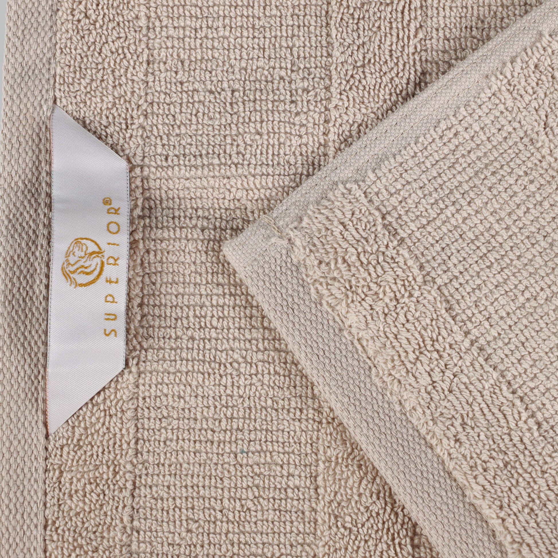 Roma Cotton Ribbed Textured Soft Absorbent 12 Piece Assorted Towel Set -  Stone