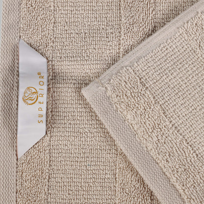 Roma Cotton Ribbed Textured Soft Absorbent 12 Piece Assorted Towel Set -  Stone