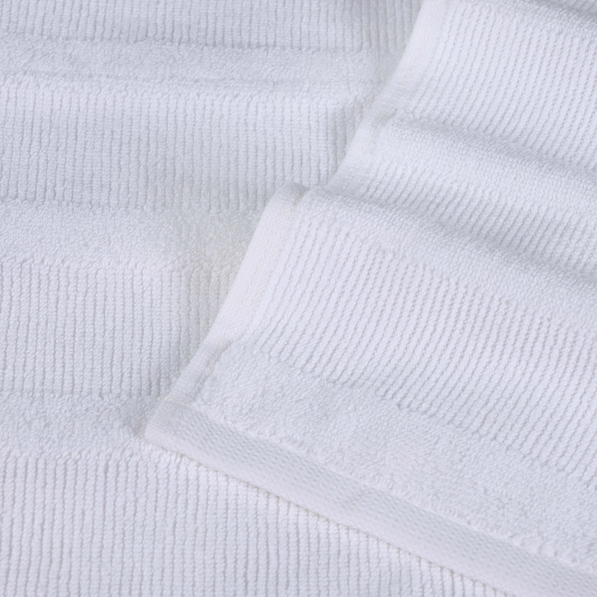 Roma Cotton Ribbed Textured Soft Absorbent 12 Piece Assorted Towel Set - White