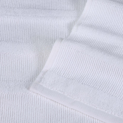 Roma Cotton Ribbed Textured Soft Absorbent 12 Piece Assorted Towel Set - White