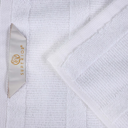 Roma Cotton Ribbed Textured Soft Absorbent 12 Piece Assorted Towel Set - White
