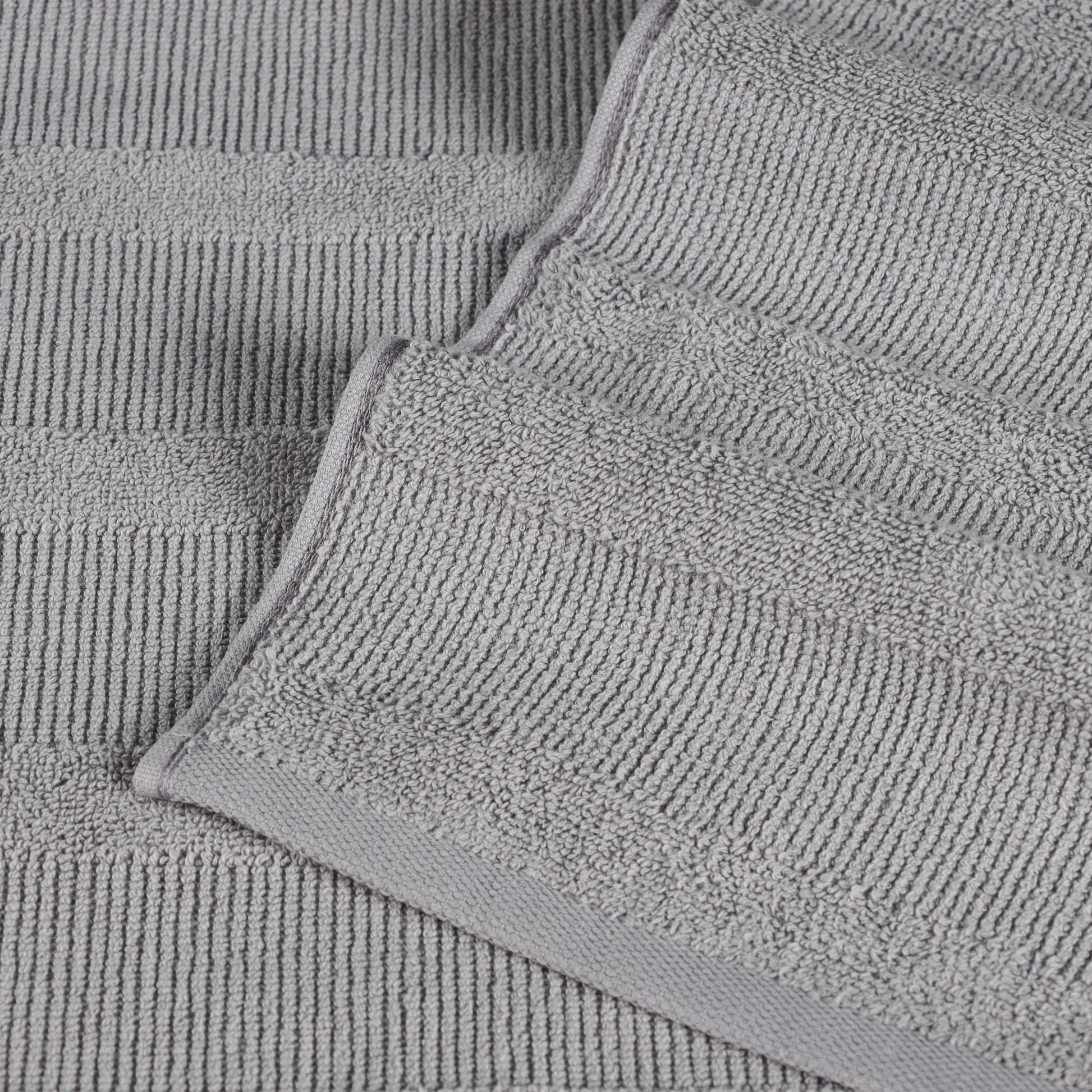 Roma Cotton Ribbed Textured Soft Face Towels/ Washcloths - Silver