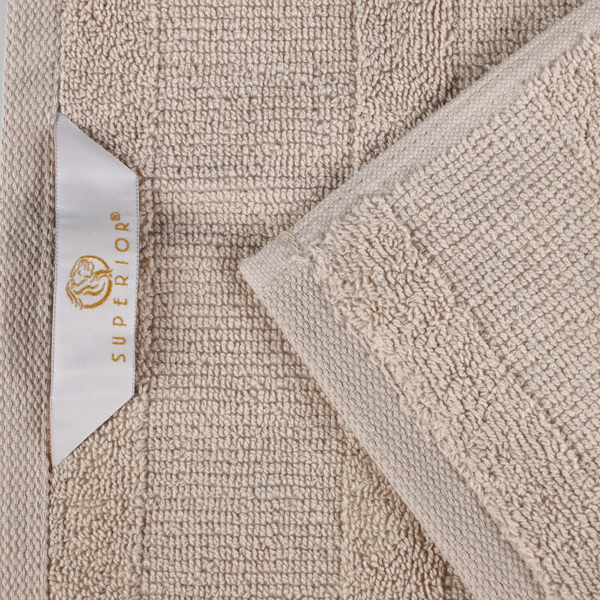 Roma Cotton Ribbed Textured Soft Face Towels/ Washcloths - Stone