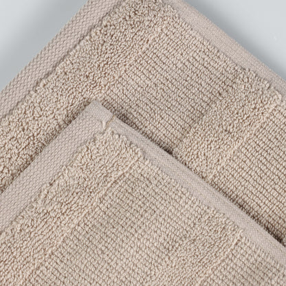 Roma Cotton Ribbed Textured Soft Face Towels/ Washcloths - Stone