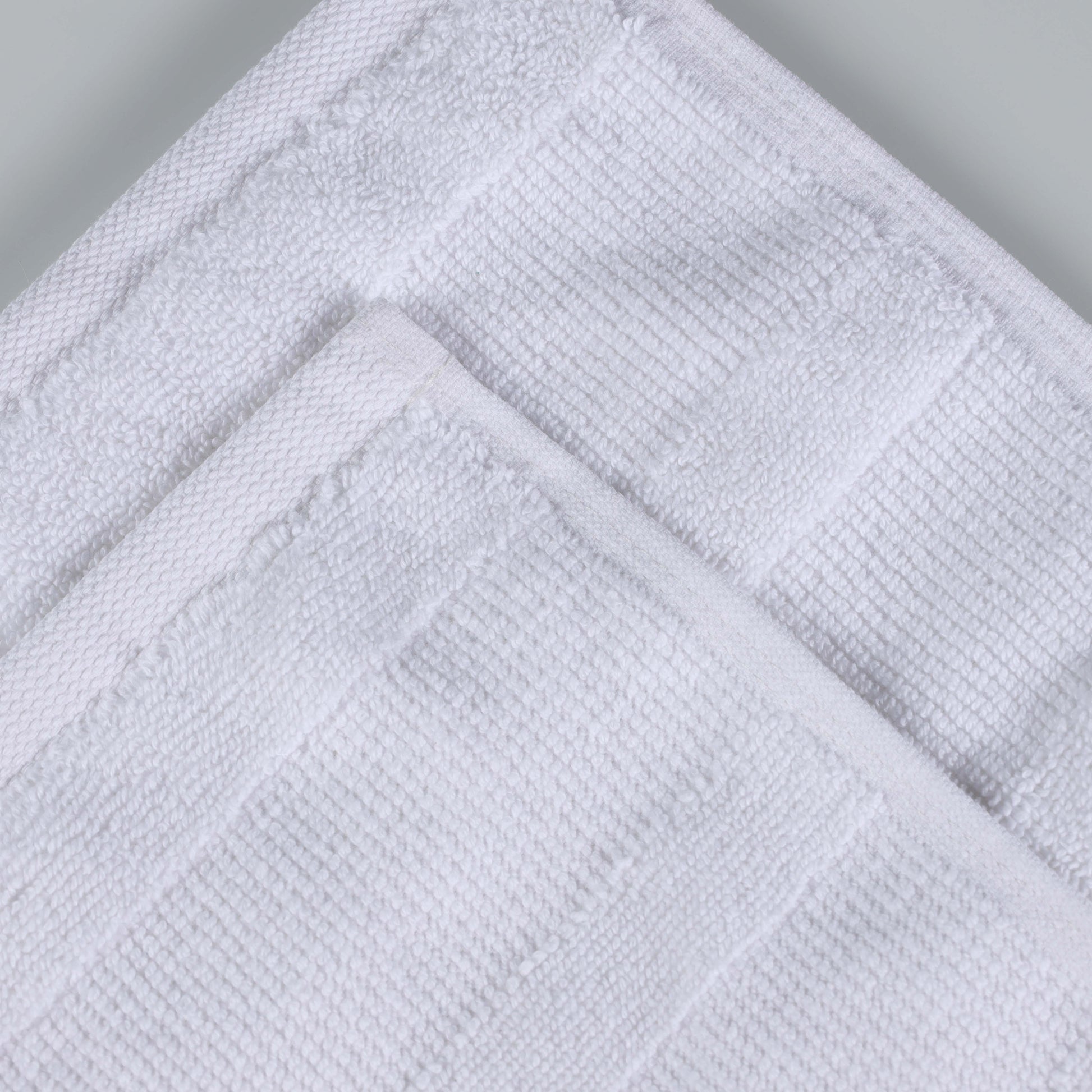 Roma Cotton Ribbed Textured Soft Face Towels/ Washcloths - White