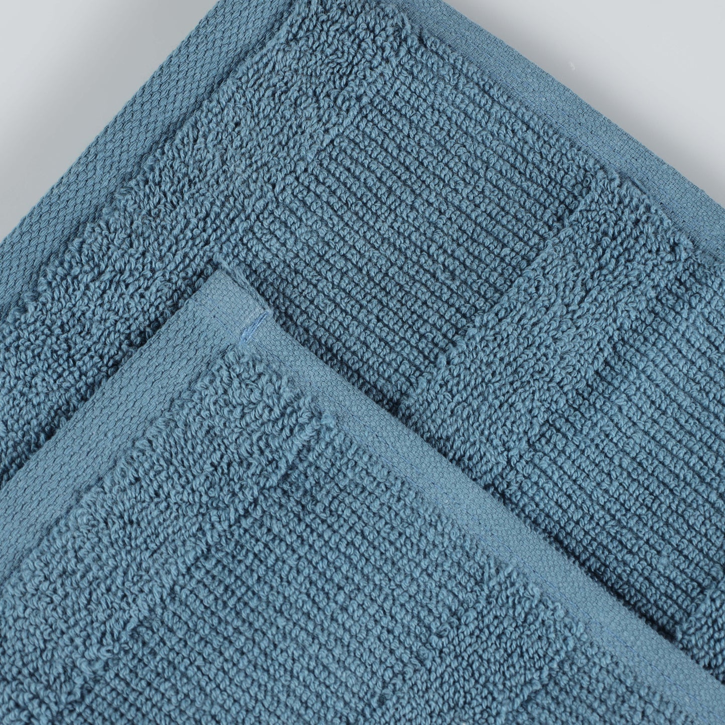 Roma Cotton Ribbed Textured Soft Highly Absorbent Bath Towel - Denim Blue