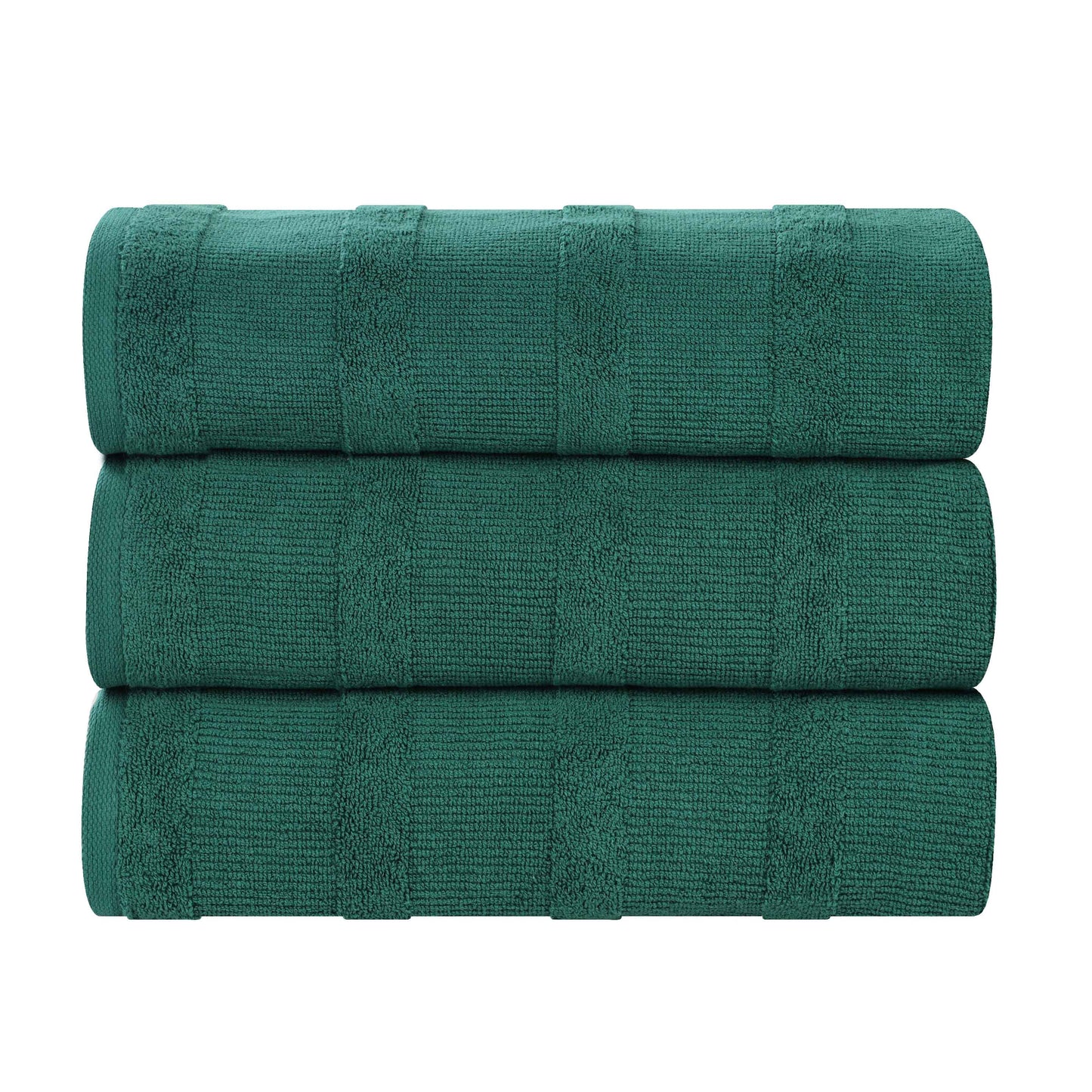 Roma Cotton Ribbed Textured Soft Highly Absorbent Bath Towel - Evergreen