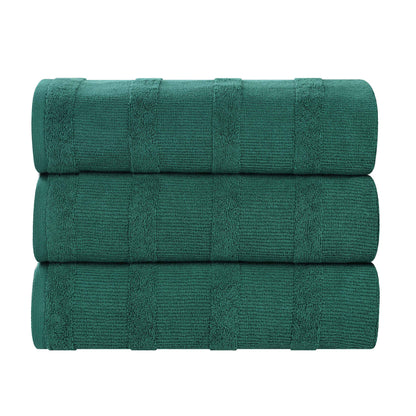 Roma Cotton Ribbed Textured Soft Highly Absorbent Bath Towel - Evergreen