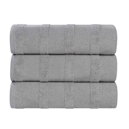 Roma Cotton Ribbed Textured Soft Highly Absorbent Bath Towel - Silver