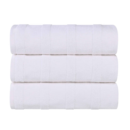 Roma Cotton Ribbed Textured Soft Highly Absorbent Bath Towel - White