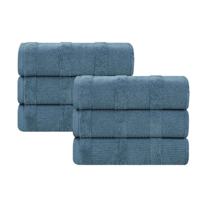 Roma Cotton Ribbed Textured Soft Highly Absorbent Hand Towel - Denim Blue