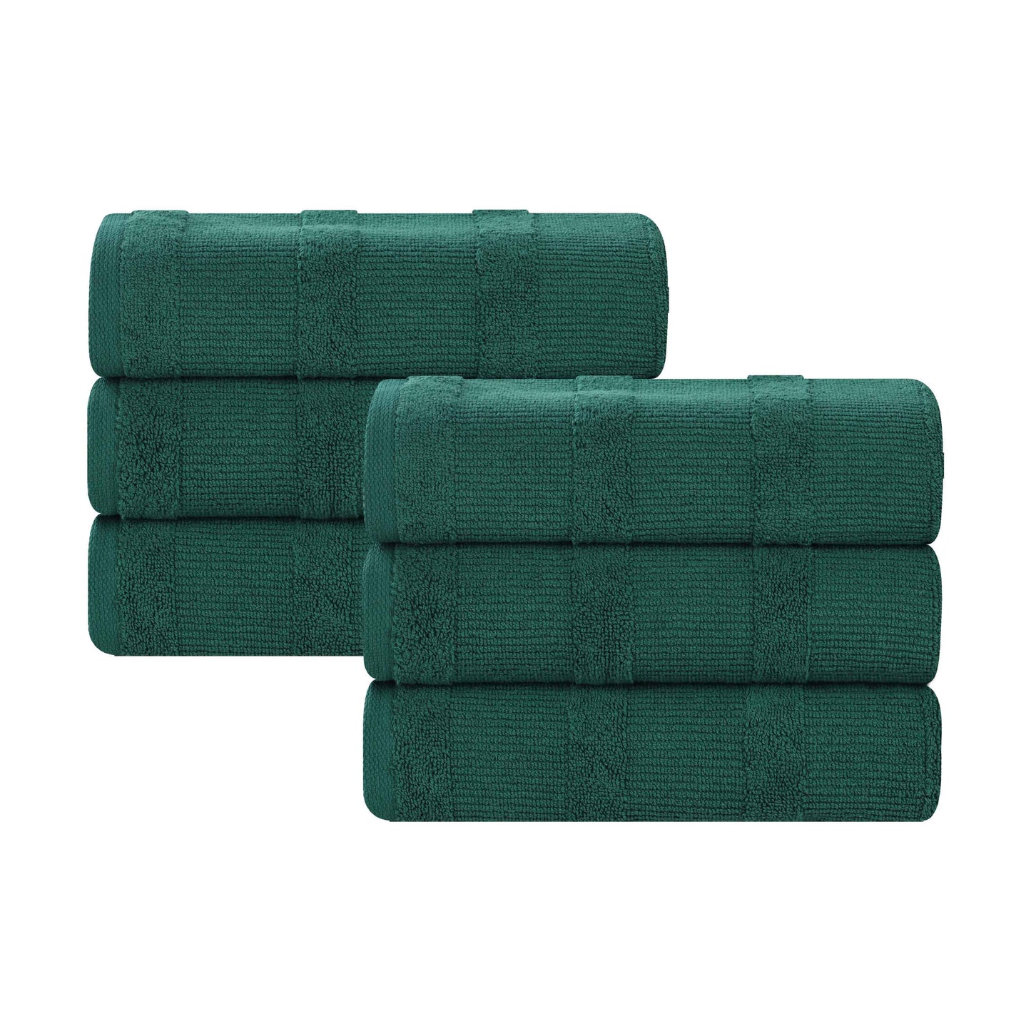 Roma Cotton Ribbed Textured Soft Highly Absorbent Hand Towel - Evergreen