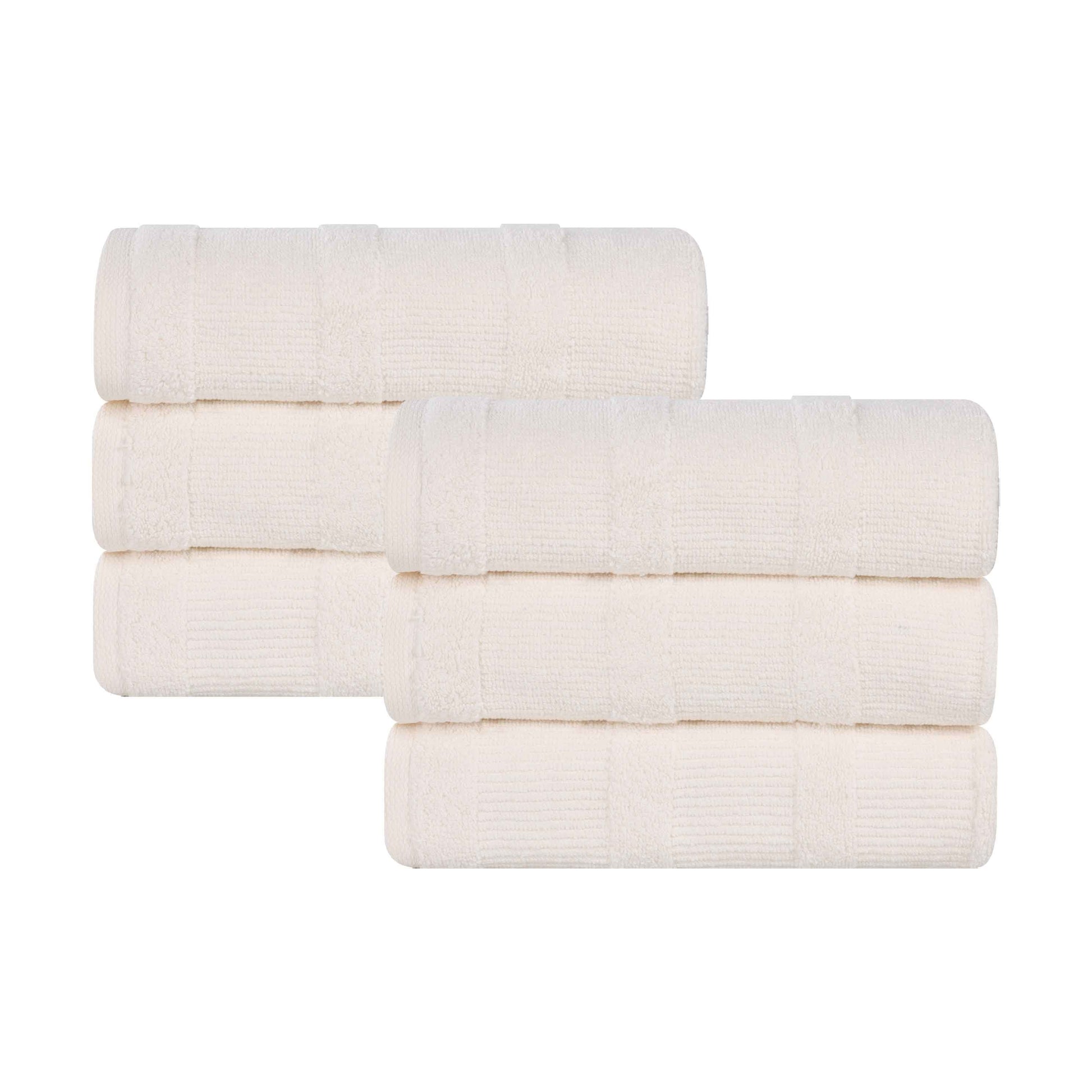 Roma Cotton Ribbed Textured Soft Highly Absorbent Hand Towel - Ivory