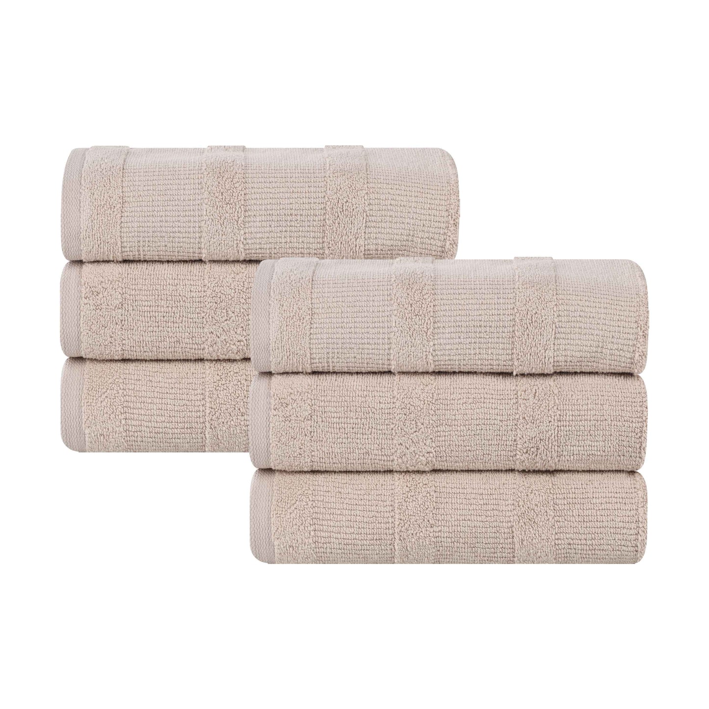 Roma Cotton Ribbed Textured Soft Highly Absorbent Hand Towel - Stone