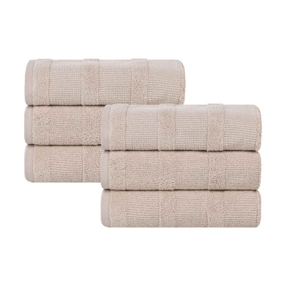 Roma Cotton Ribbed Textured Soft Highly Absorbent Hand Towel - Stone