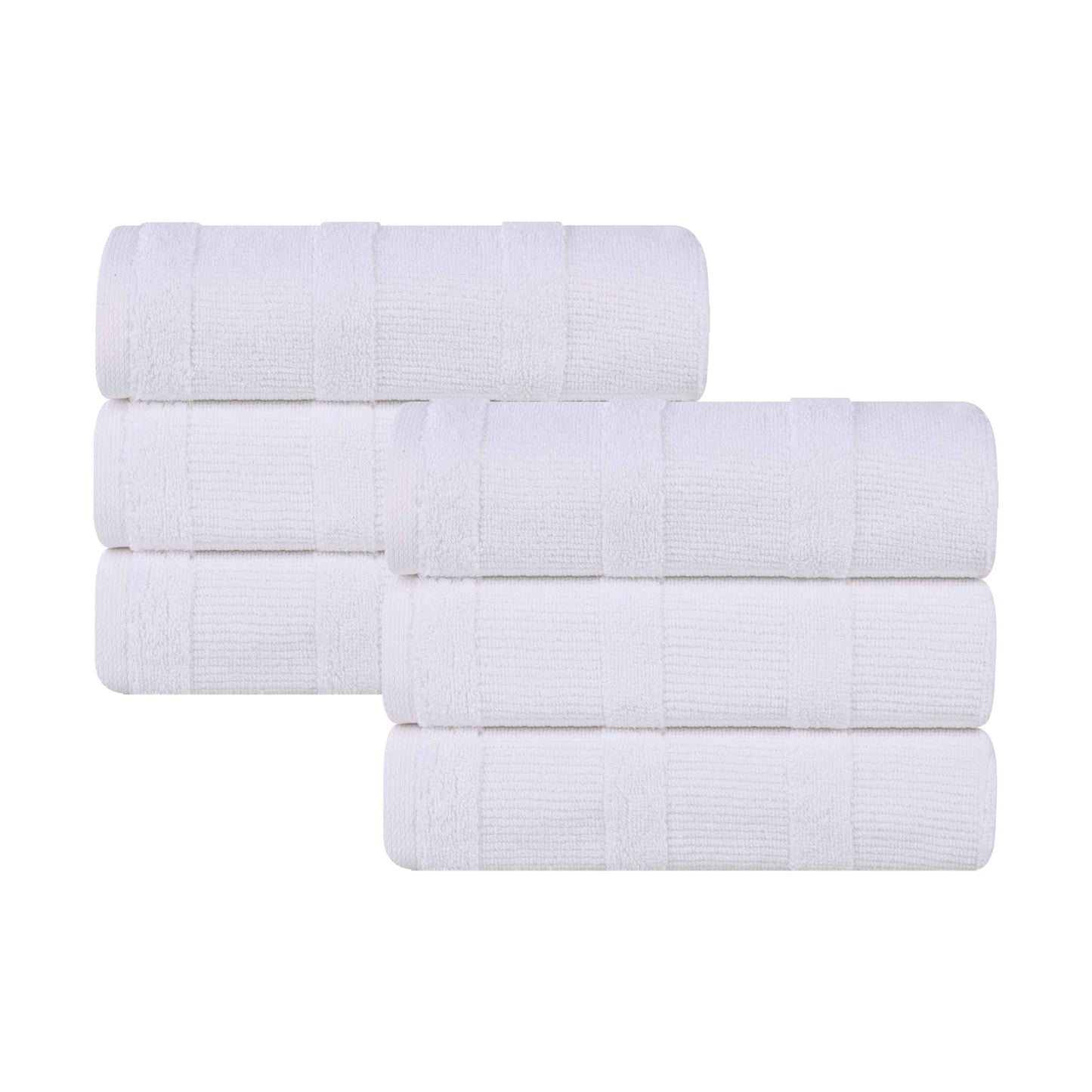 Roma Cotton Ribbed Textured Soft Highly Absorbent Hand Towel - White