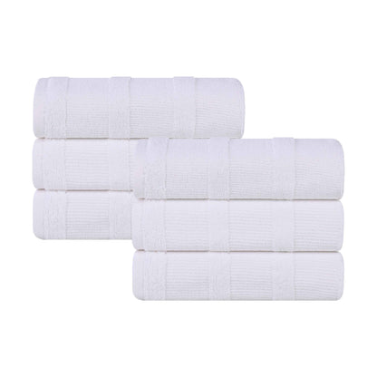 Roma Cotton Ribbed Textured Soft Highly Absorbent Hand Towel - White